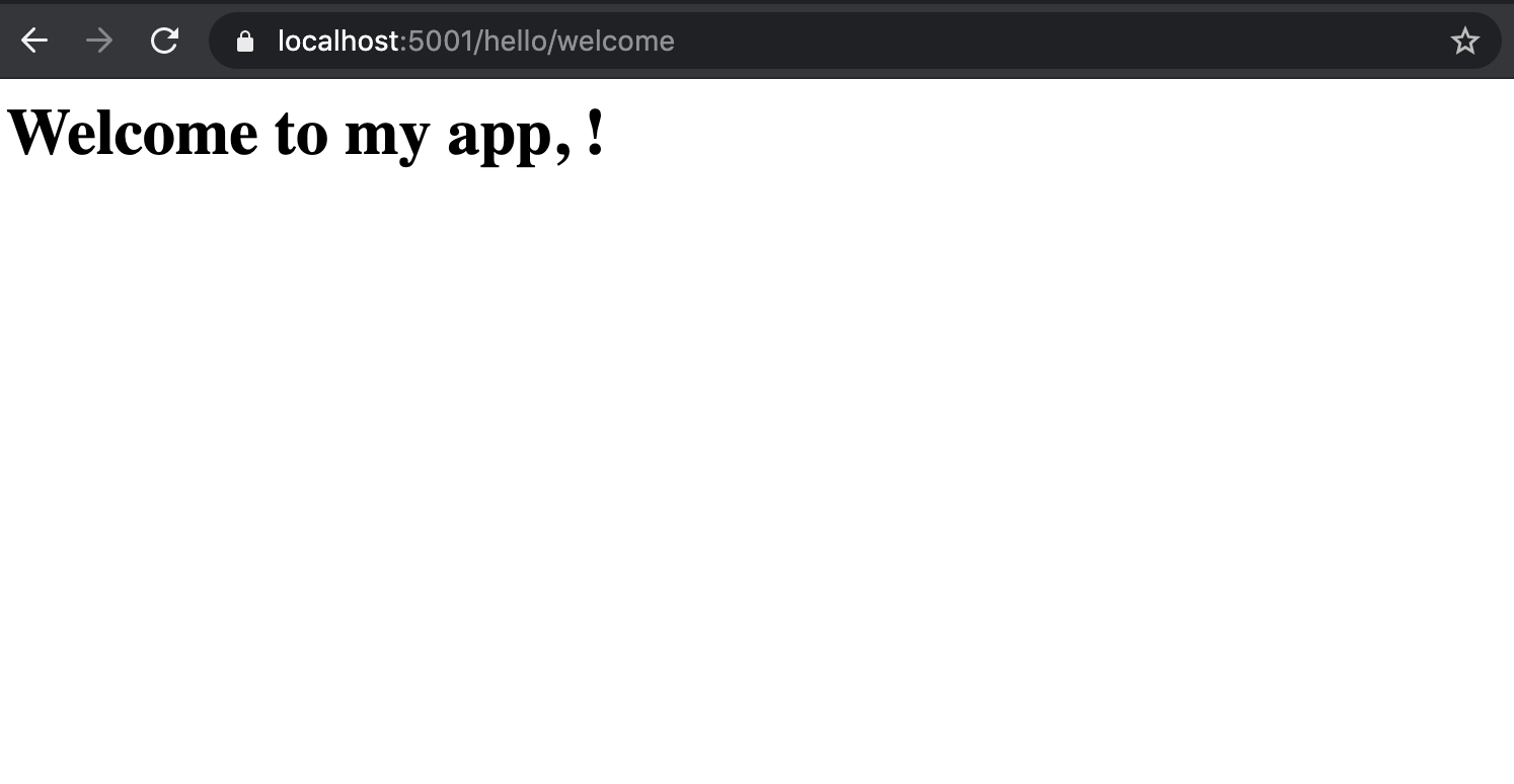 Simple webpage that only displays Welcome to my app